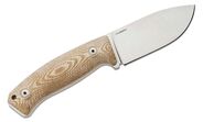 Lionsteel Fixed Blade M390 satin blade, Natural CANVAS Handle, leather sheath M2M CVN - KNIFESTOCK