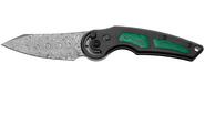 FOX knives ANARCNIDE JUPITER FOLDING KNIFE STEEL DAMASCUS HAKKAPELLA BLD ,TITANIUM+MALACHITE INSERT  - KNIFESTOCK