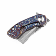  Kansept Mini Korvid Damascus Lightning Strike Anodized Titanium K3030D1 - KNIFESTOCK