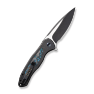 We Knife Button Lock Kitefin Black Titanium Handle With Arctic Storm Fat Carbon Fiber Inlay WE19002N - KNIFESTOCK