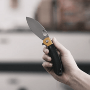 Vosteed Nightshade Elmax Stonewash Black Micarta &amp; Brass Bolster NSK002 - KNIFESTOCK