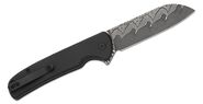 CIVIVI Black Aluminum Handle Damascus Blade Button Lock C20022B-DS1 - KNIFESTOCK