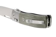 LionSteel NINI Folding knife M390 satin blade, Ti BOLSTER, GREEN Canvas handle NN2 CVG - KNIFESTOCK