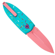 Bestech QUQU 14C28N Rosa Målad Aluminium Blå, Tryckt Strössel Mönster Knapp Lås BG57C-1 - KNIFESTOCK