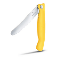 Victorinox Swiss Classic Skladací, ovocie/zelenina, 11cm, zubkovaný, žltý - KNIFESTOCK