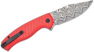CIVIVI Milled Red Aluminum Handle Damascus Blade Button Lock C23040B-DS1 - KNIFESTOCK