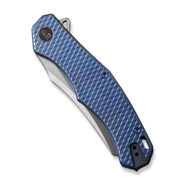 WE Blue Titanium Handle With Blue Diamond Pattern On Presentation Handle Polished Bead Blasted CPM 2 - KNIFESTOCK