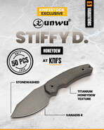 Kunwu STIFFY D. KNFS Limited Edition 50pcs VANADIS 4 Stonewashed + Honeydew Titanium Stonewashed - KNIFESTOCK
