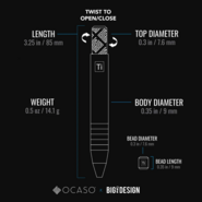Ocaso BigiDesign Titanium Mini Pen - Stonewash 81TST - KNIFESTOCK