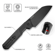 CIVIVI Black G10 HandleBlack Stonewashed 14C28N BladeNested Liner Lock C23008- - KNIFESTOCK