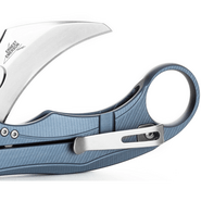 LionSteel L.E.One Mid Folding knife STONE WASHED M390 blade, ICE BLU aluminum ha - KNIFESTOCK