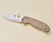 Spyderco Para 3 Brown Canvas Micarta CPM CRU-WEAR Reveal 14 C223MPCW - KNIFESTOCK