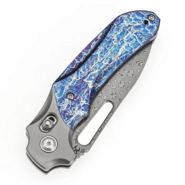 Kansept knives Quasar Damascus Stonewashed Titanium, Titanium Inlay with Lightni - KNIFESTOCK