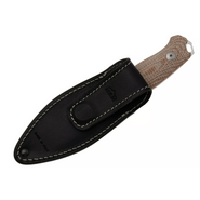 MKM SMALL LOV – M390 SATIN blad, NATURAL CANVAS MICARTA handtag, +FICKA LÄDER SLIDA - KNIFESTOCK