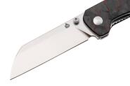 QPS Penguin V2 D2, 2-Ton-Finish Stonewash - Satin, Griff: Roter zerkleinerter CF über - KNIFESTOCK
