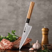 XINZUO PM8O 6 inch Honesuki knife Olive Wood+Black Buffalo Horn 67 Layers Damascus - KNIFESTOCK