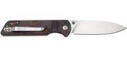 QPS Parrot V2 D2, satiniert, Griff: Roter zerkleinerter CF-Overlay G10 QS102-I - KNIFESTOCK
