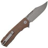 Petrified Fish PFP03 Victor Gray Stonewash K110 Brown Micarta PFP03BRMGAW - KNIFESTOCK