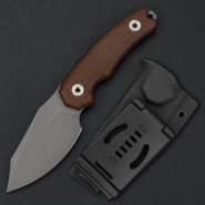 Kunwu STIFFY D. Brown Micarta, VANADIS 4 Stonewashed - KNIFESTOCK
