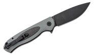 Petrified Fish PFB03 Stamp Black Stonewashed D2 Carbon Fiber With Gray G10 PFB03GADW - KNIFESTOCK