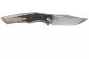 Bestech TOGATTA M390, Satin, Titanium+Marble Carbon fiber inlay, Light grey BT2102F - KNIFESTOCK