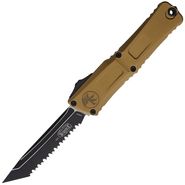 Microtech COMBAT TROODON GEN III T/E BLACK FULL SERRATE TAN 1144-3TA - KNIFESTOCK