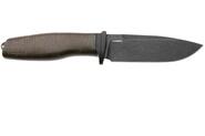 Lion Steel Feststehendes Messer M390 SCHWARZE Klinge, GRÜNES Burlap, Ti-Parierstange, Lederscheide - KNIFESTOCK