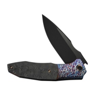 WE Flamed Titanium Handle With Rose Carbon Fiber InlayBlack Stonewashed Bevels, - KNIFESTOCK