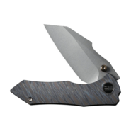 WE High-Fin Tiger Stripe Pattern Flamed Titanium Handle Gray Stonewashed CPM 20CV Blade WE22005-4 - KNIFESTOCK