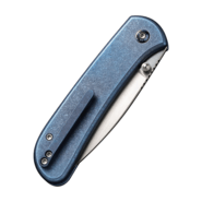 We Knife QubitBlue Titanium HandleHand Rubbed Satin CPM 20CV BladeButton Lock - KNIFESTOCK