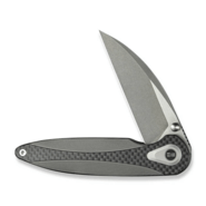 Zenthra Gray Titanium Handle With Twill Carbon Fiber InlayGray Stonewashed Bohler M390 - KNIFESTOCK