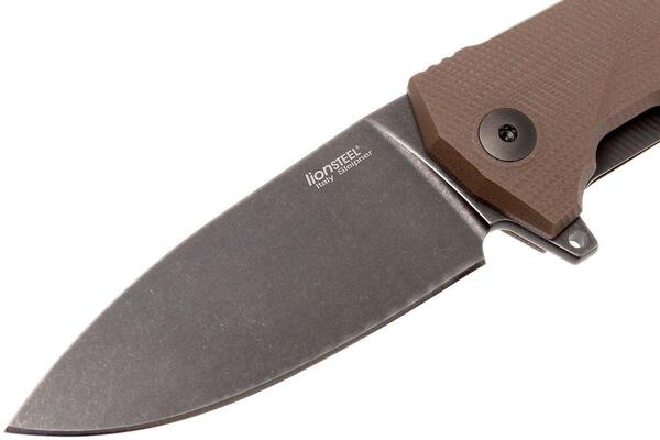 Lionsteel Liner Lock Sleipner Blade DLC+SW blade, BROWN G10 handle, IKBS KUR BBR - KNIFESTOCK