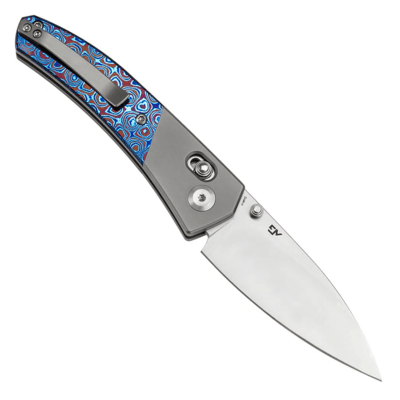 Kansept Dako Satin CPM S35VN 0.118&quot; / 3.0mm Stonewashed Titanium, Timascus K1101 - KNIFESTOCK