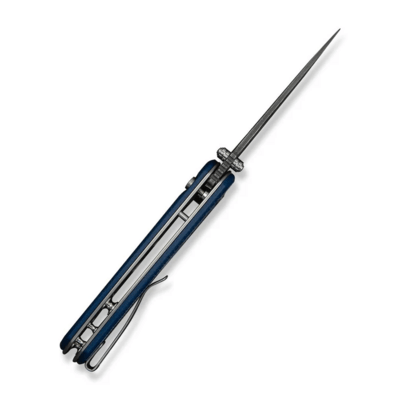 Civivi Triptych Blue Canvas Micarta HandleDamascus BladeButton Lock - KNIFESTOCK