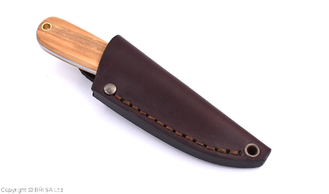 Brisa Necker 70-Olive 12C27 Scandi Sheath Necker 70 Leather BRS-009-9812-1549 - KNIFESTOCK