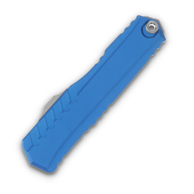 Microtech CYPHER II D/E STONEWASH FULL SERRATE BLUE 1242-12BL - KNIFESTOCK