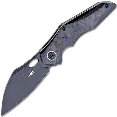 Bestech NOGARD M390, Black Stonewash, Titanium+Black blue marble carbon fiber inlay, Black stonewas - KNIFESTOCK