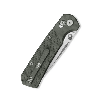 GEO Knife Blaze SW M390 Blade Tiger Stripe Pattern Flamed Ti - KNIFESTOCK