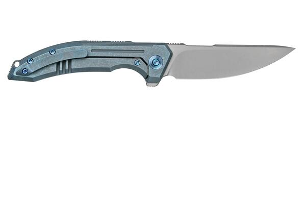 WE Quixotic Blue Titanium Handle Silver Bead Blasted CPM 20CV Blade WE21016-3 - KNIFESTOCK