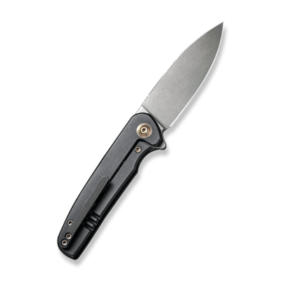 We Knife Shakan Black Titanium Handle With Blue Anodized Holes on Presentation Handle WE20052B-1 - KNIFESTOCK