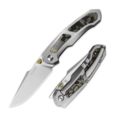 Kizer Frame Lock Feweed Vu Hu?nh Nam Anh Zwear PM Titanium(Camo Carbon Gold) Ki3694A4 - KNIFESTOCK