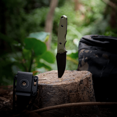 Vosteed H-Back 14C28N Black Stonewash Green G10 D0402 - KNIFESTOCK