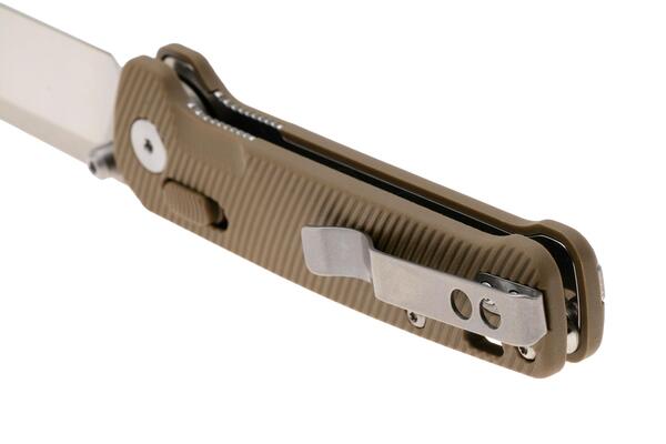 QPS Penguin Glyde 14C28N, finitura a 2 toni stonewash - satinata, Manico: Khaki FRN QS1 - KNIFESTOCK