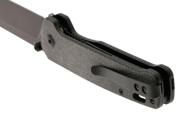 QPS Penguin V2 D2, black stonewash, Manico: Micarta marrone scuro QS130V2-A2 - KNIFESTOCK