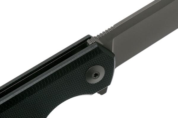 BLACK FOX Revolver Harmaa Suora Terä, Musta G10 Kahvat, Liner Lock BF-740 TI - KNIFESTOCK