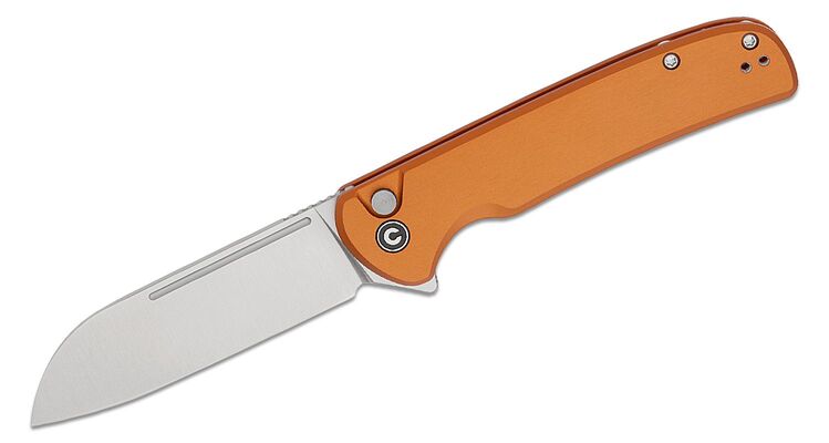 CIVIVI Orange Aluminum Handle Satin Finished 14C28N Blade Button Lock C20022B-2 - KNIFESTOCK