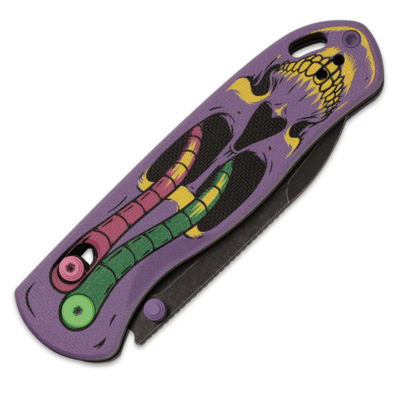 Kizer Drop Bear - Worm Skull, KNFS Exclusive, Limited Edition 200pcs, Nitro-V, Black Stonewash, G10 - KNIFESTOCK