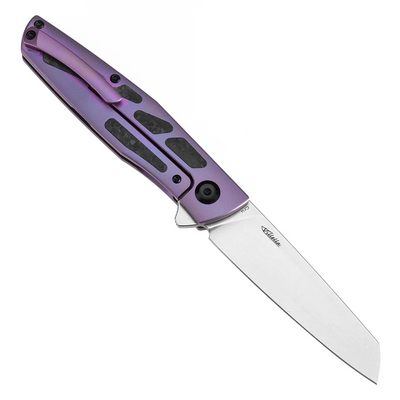 KANSEPT Cru Stonewashed CPM S35VN 0.118" / 3.0mm Purple Anodized Titanium &amp; Shredded CF K1092A2 - KNIFESTOCK