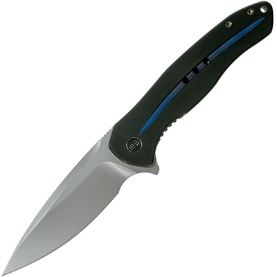 We Knife KitefinBlack Ti Handle With A Blue Groove On Presentation HandlePolis - KNIFESTOCK