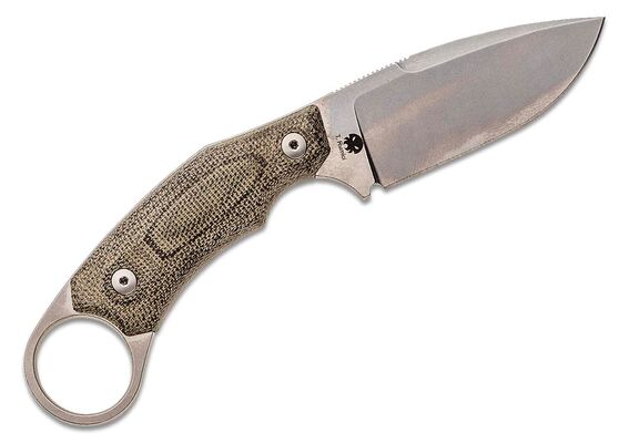 Lionsteel Fixed Blade M390 Stone washed, Solid GREEEN CANVAS Handle, leather sheath H2 CVG - KNIFESTOCK
